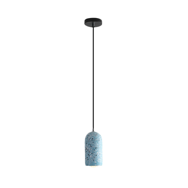 Designer Cylinder Pendant Light Fixture Cement 1 Light Dining Room Hanging Lamp in White/Red/Blue Clearhalo 'Ceiling Lights' 'Modern Pendants' 'Modern' 'Pendant Lights' 'Pendants' Lighting' 241183