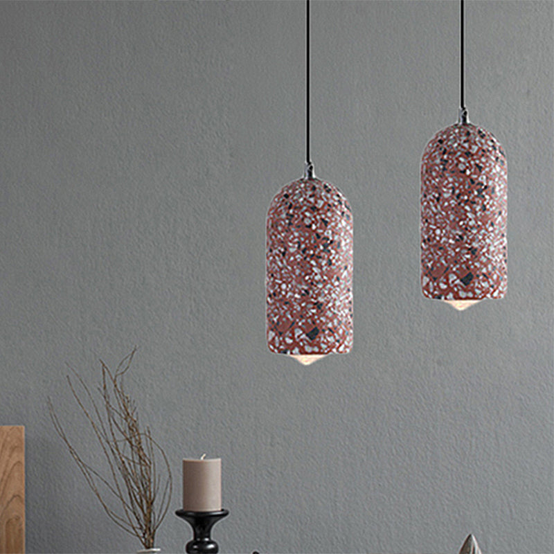 Designer Cylinder Pendant Light Fixture Cement 1 Light Dining Room Hanging Lamp in White/Red/Blue Clearhalo 'Ceiling Lights' 'Modern Pendants' 'Modern' 'Pendant Lights' 'Pendants' Lighting' 241185