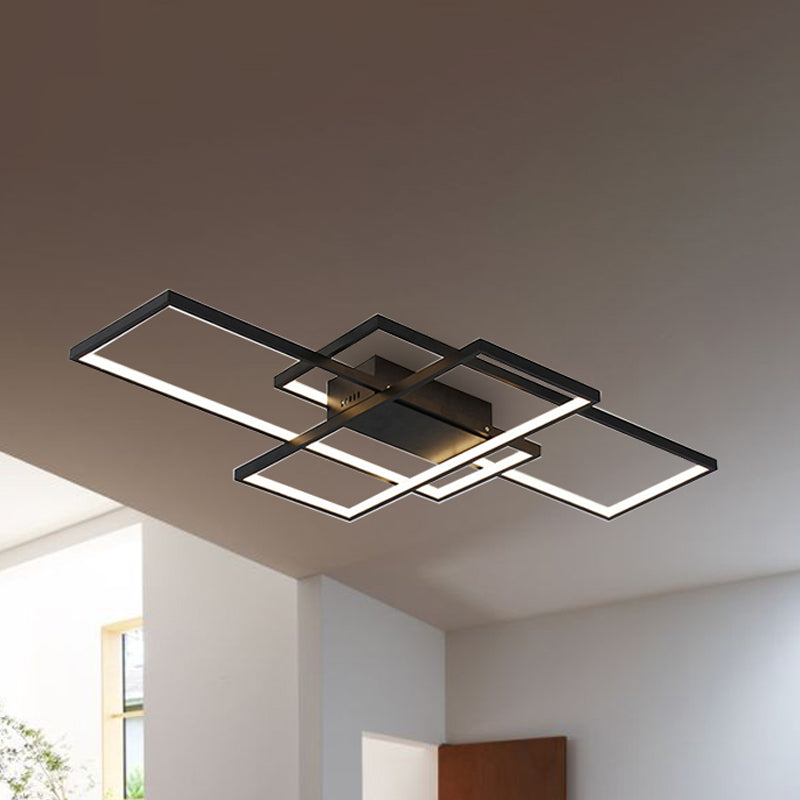 33.5"/41" Wide Traverse Flush Ceiling Light Contemporary Acrylic LED Black/White Flushmount Lighting in Warm/White/Natural Light Clearhalo 'Ceiling Lights' 'Close To Ceiling Lights' 'Close to ceiling' 'Flush mount' Lighting' 241209