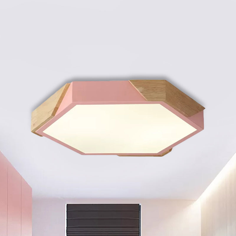 Kindergarten Classroom Hexagon Ceiling Lamp Acrylic Nordic Style LED Flush Mount Light Clearhalo 'Ceiling Lights' 'Close To Ceiling Lights' 'Close to ceiling' 'Flush mount' Lighting' 241213