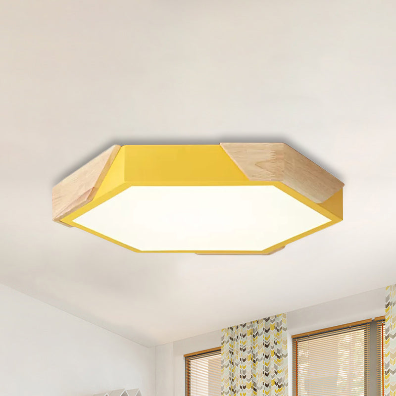 Kindergarten Classroom Hexagon Ceiling Lamp Acrylic Nordic Style LED Flush Mount Light Clearhalo 'Ceiling Lights' 'Close To Ceiling Lights' 'Close to ceiling' 'Flush mount' Lighting' 241221