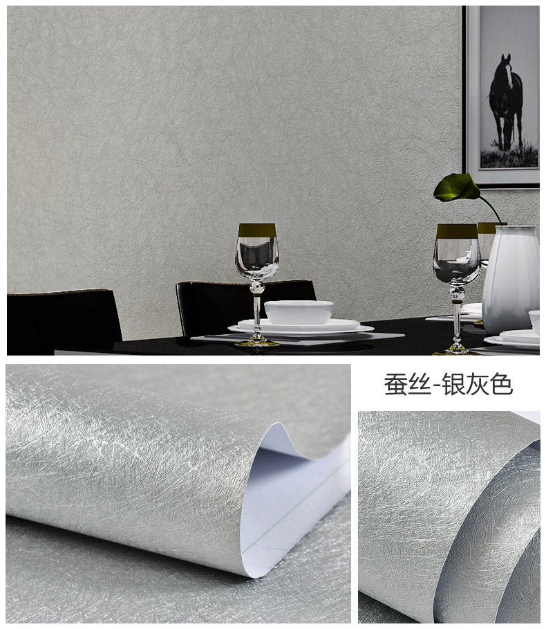 Simplicity Solid-Colored Wallpaper Roll Multi Color Non-Pasted Wall Art for Bedroom Silver Gray Wallpaper Roll Clearhalo 'Modern wall decor' 'Modern' 'Wallpaper' Wall Decor' 2412355