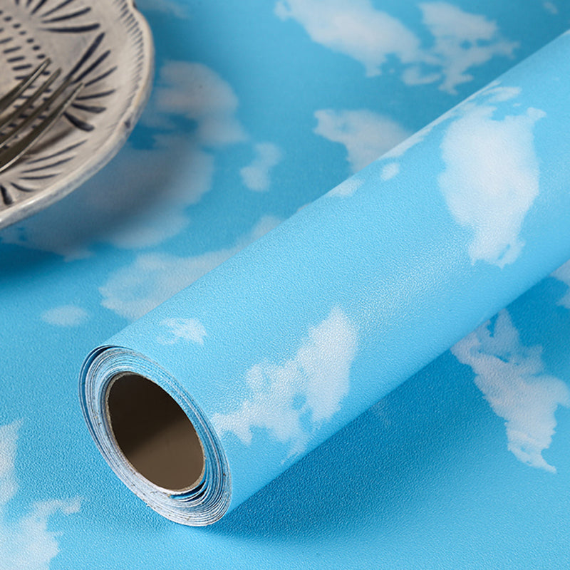 Peel off Plain Wallpaper Roll Scandinavian Style Non-Woven Wall Covering, 32.3 sq ft Blue Wallpaper Roll Clearhalo 'Modern wall decor' 'Modern' 'Wallpaper' Wall Decor' 2412497