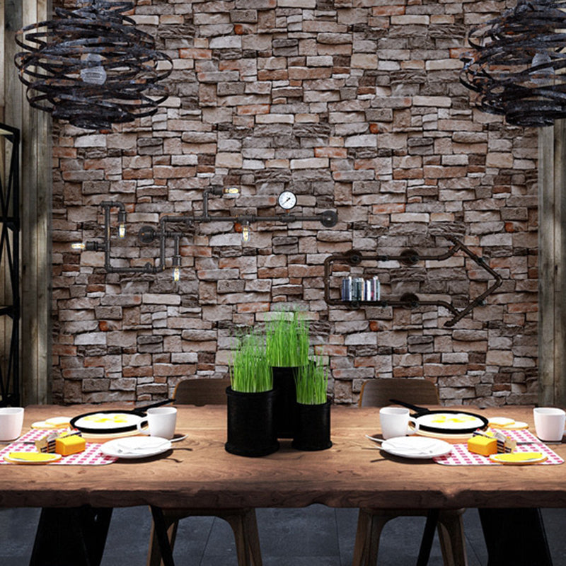 Unpasted Brick Print Wallpaper Roll Industrial Style PVC Wall Art, 33' L x 20.5" W Brown Wallpaper Roll Clearhalo 'Industrial wall decor' 'Industrial' 'Wallpaper' Wall Decor' 2412758