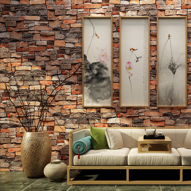 Unpasted Brick Print Wallpaper Roll Industrial Style PVC Wall Art, 33' L x 20.5" W Brick Red Wallpaper Roll Clearhalo 'Industrial wall decor' 'Industrial' 'Wallpaper' Wall Decor' 2412762