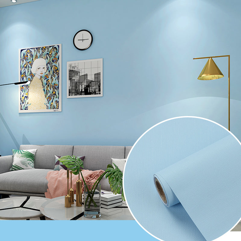 Solid-Colored Wallpaper Roll Peel and Paste Nordic Living Room Wall Decor, 5.8-sq ft Light Blue Wallpaper Roll Clearhalo 'Modern wall decor' 'Modern' 'Wallpaper' Wall Decor' 2412948