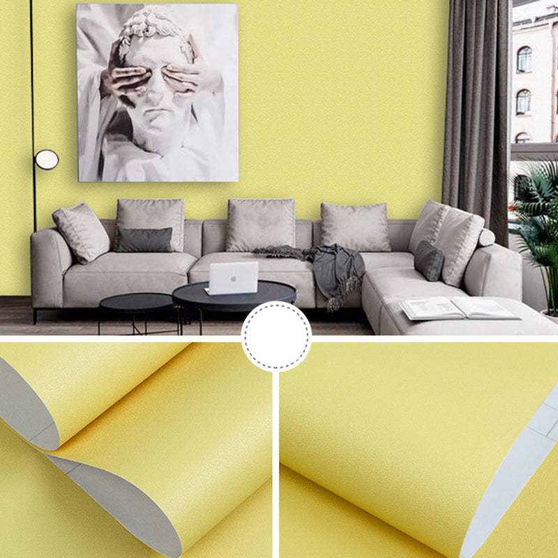 Peel and Stick Pure Color Wallpaper Roll Nordic Non-Woven Wall Decor, 33' L x 23.5" W Lemon Yellow Wallpaper Roll Clearhalo 'Modern wall decor' 'Modern' 'Wallpaper' Wall Decor' 2413019