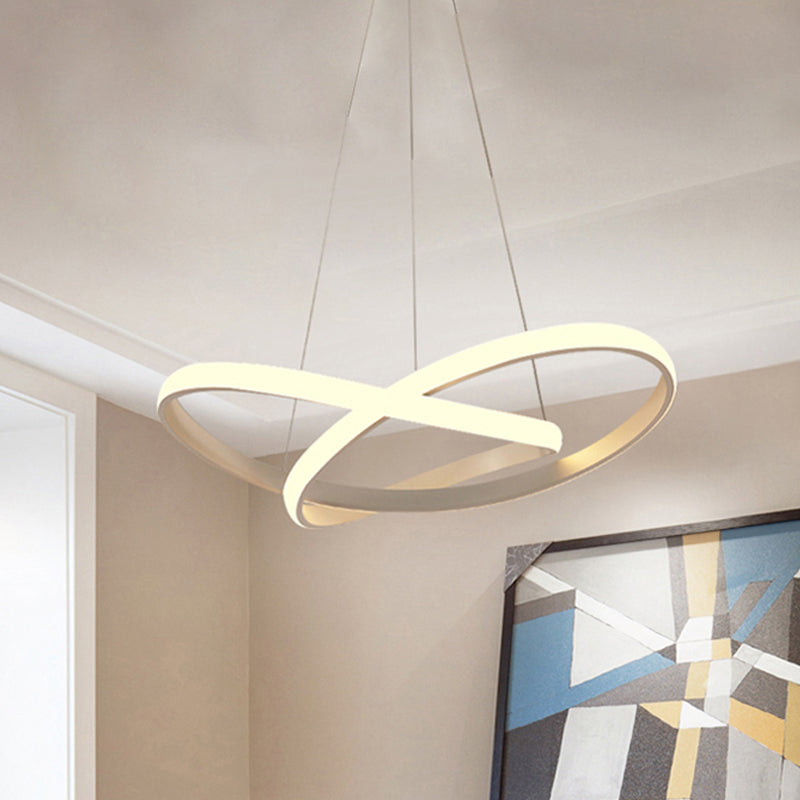 Seamless Curves Ceiling Light Minimal LED White/Black Chandelier Pendant in Warm/White Light White Clearhalo 'Ceiling Lights' 'Chandeliers' 'Modern Chandeliers' 'Modern' Lighting' 241302