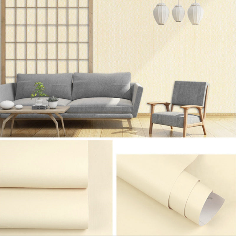 Peel and Stick Pure Color Wallpaper Roll Nordic Non-Woven Wall Decor, 33' L x 23.5" W Beige Wallpaper Roll Clearhalo 'Modern wall decor' 'Modern' 'Wallpaper' Wall Decor' 2413025