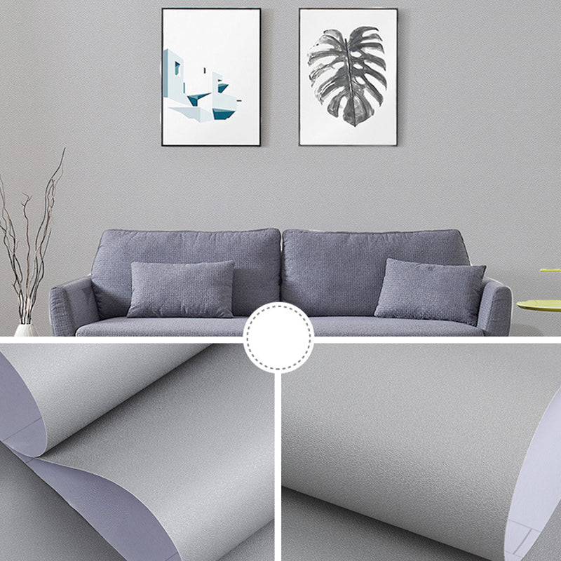 Peel and Stick Pure Color Wallpaper Roll Nordic Non-Woven Wall Decor, 33' L x 23.5" W Light Gray Wallpaper Roll Clearhalo 'Modern wall decor' 'Modern' 'Wallpaper' Wall Decor' 2413029