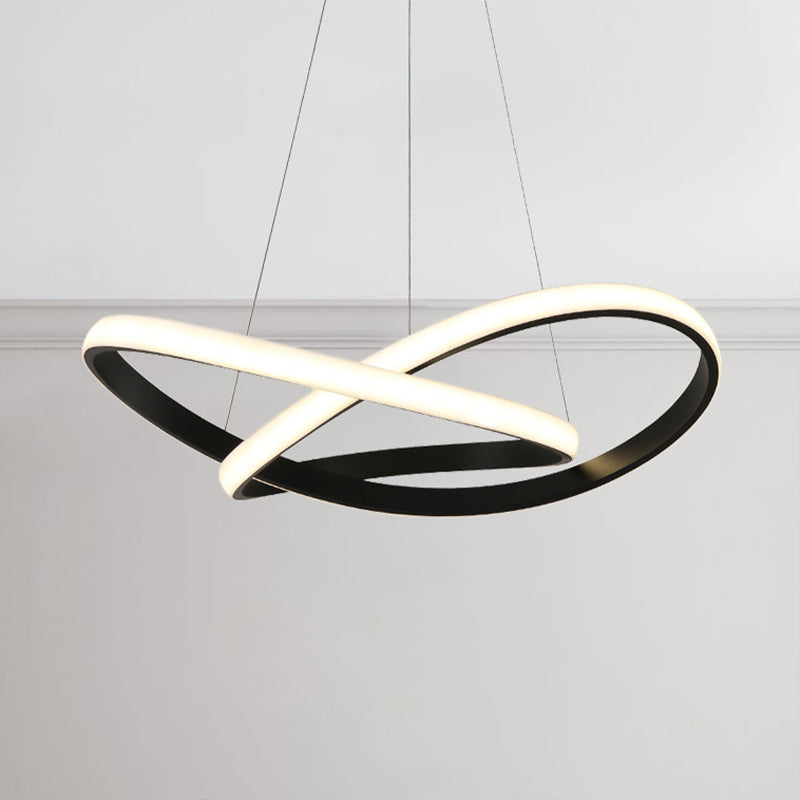 Seamless Curves Ceiling Light Minimal LED White/Black Chandelier Pendant in Warm/White Light Clearhalo 'Ceiling Lights' 'Chandeliers' 'Modern Chandeliers' 'Modern' Lighting' 241303