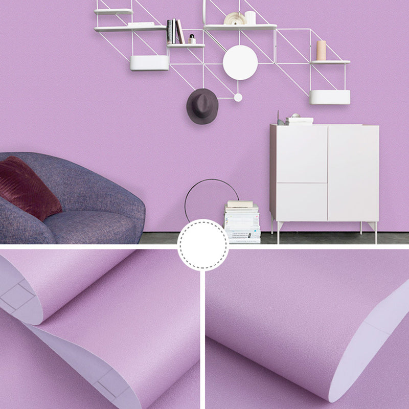 Peel and Stick Pure Color Wallpaper Roll Nordic Non-Woven Wall Decor, 33' L x 23.5" W Purple Wallpaper Roll Clearhalo 'Modern wall decor' 'Modern' 'Wallpaper' Wall Decor' 2413031