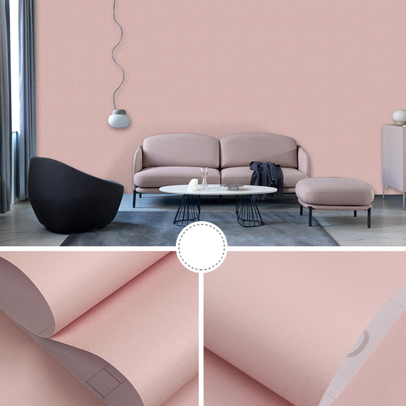 Peel and Stick Pure Color Wallpaper Roll Nordic Non-Woven Wall Decor, 33' L x 23.5" W Light Pink Wallpaper Roll Clearhalo 'Modern wall decor' 'Modern' 'Wallpaper' Wall Decor' 2413033