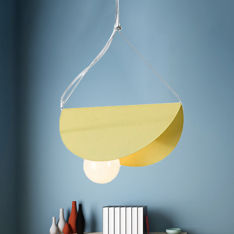 Nordic Style Suspension Light Fold Circle 1 Head Metal Pendant Light for Corridor Cafe Clearhalo 'Ceiling Lights' 'Pendant Lights' 'Pendants' Lighting' 241306