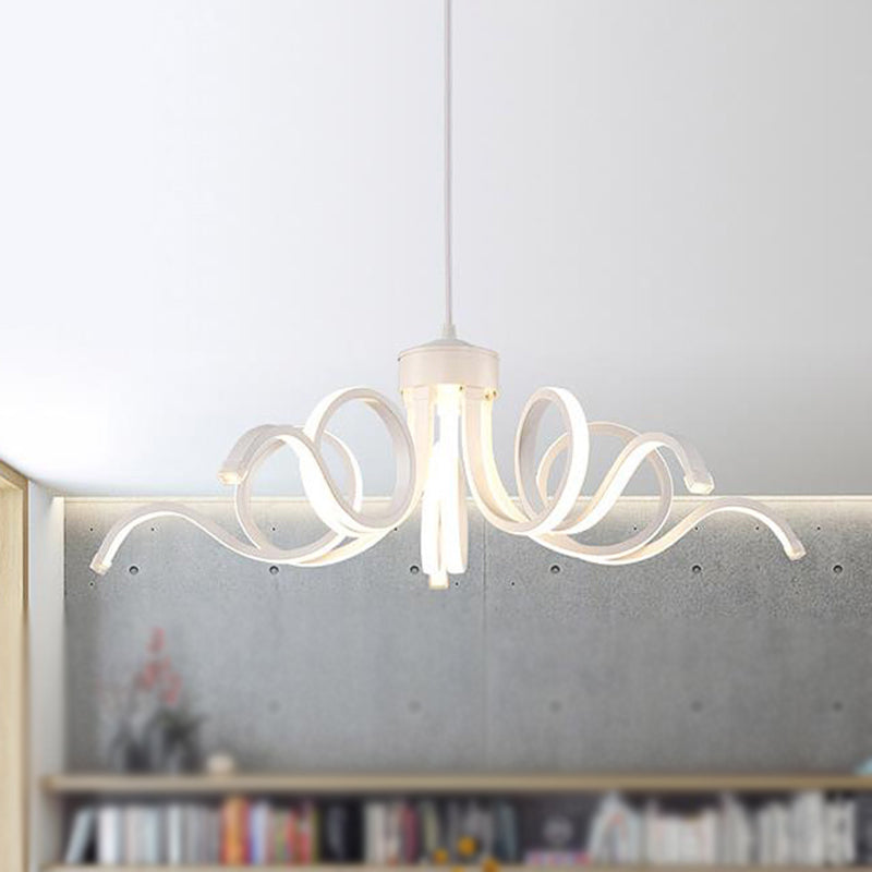 Simplicity Octopus Chandelier Acrylic LED 1 Light Kitchen Hanging Pendant in Warm/White Light White Clearhalo 'Ceiling Lights' 'Chandeliers' 'Modern Chandeliers' 'Modern' Lighting' 241311