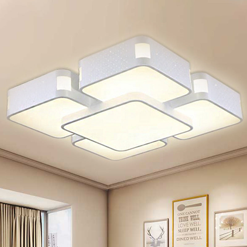 24"/37" Wide Square Ceiling Mounted Light Contemporary Acrylic LED White Flush Pendant Light White 24" Clearhalo 'Ceiling Lights' 'Close To Ceiling Lights' 'Close to ceiling' 'Flush mount' Lighting' 241362