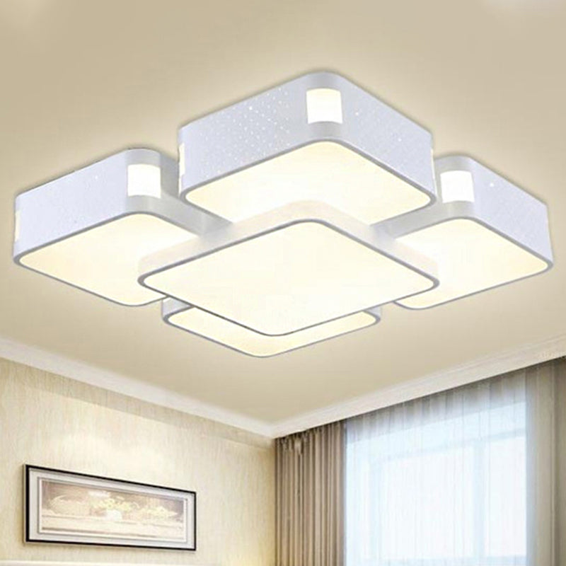 24"/37" Wide Square Ceiling Mounted Light Contemporary Acrylic LED White Flush Pendant Light Clearhalo 'Ceiling Lights' 'Close To Ceiling Lights' 'Close to ceiling' 'Flush mount' Lighting' 241363