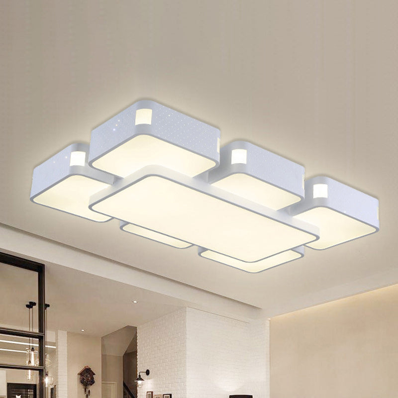 24"/37" Wide Square Ceiling Mounted Light Contemporary Acrylic LED White Flush Pendant Light Clearhalo 'Ceiling Lights' 'Close To Ceiling Lights' 'Close to ceiling' 'Flush mount' Lighting' 241365