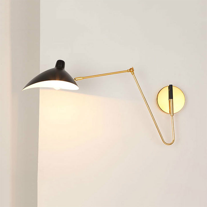 Metallic Duckbill Shade Wall Lamp Modern Style 1 Head Black Finish Sconce Lighting with Straight/Curved Arm Clearhalo 'Cast Iron' 'Glass' 'Industrial' 'Modern wall lights' 'Modern' 'Tiffany' 'Traditional wall lights' 'Wall Lamps & Sconces' 'Wall Lights' Lighting' 241367