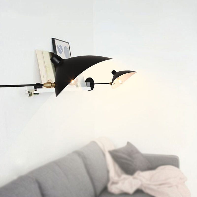 Metallic Duckbill Shade Wall Lamp Modern Style 1 Head Black Finish Sconce Lighting with Straight/Curved Arm Clearhalo 'Cast Iron' 'Glass' 'Industrial' 'Modern wall lights' 'Modern' 'Tiffany' 'Traditional wall lights' 'Wall Lamps & Sconces' 'Wall Lights' Lighting' 241369