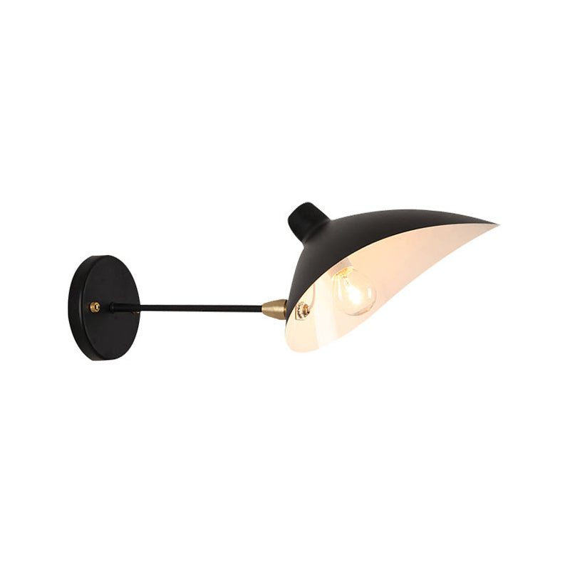 Metallic Duckbill Shade Wall Lamp Modern Style 1 Head Black Finish Sconce Lighting with Straight/Curved Arm Clearhalo 'Cast Iron' 'Glass' 'Industrial' 'Modern wall lights' 'Modern' 'Tiffany' 'Traditional wall lights' 'Wall Lamps & Sconces' 'Wall Lights' Lighting' 241370