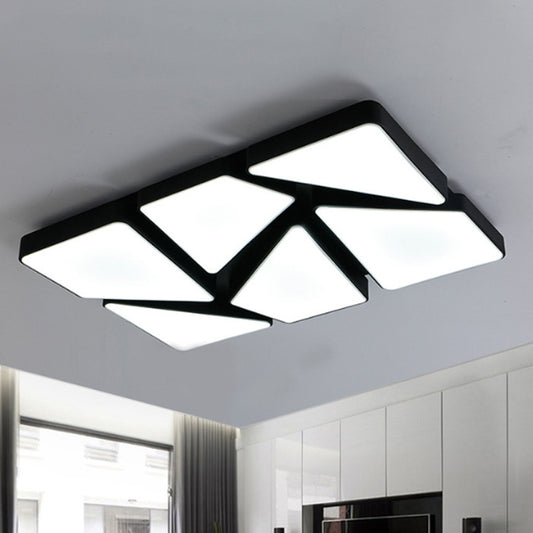 Contemporary 25.5"/37.5" W LED Flush Mount Lighting with Acrylic Shade Black/White Square/Rectangular Ceiling Light, Warm/White Light Clearhalo 'Ceiling Lights' 'Close To Ceiling Lights' 'Close to ceiling' 'Flush mount' Lighting' 241376