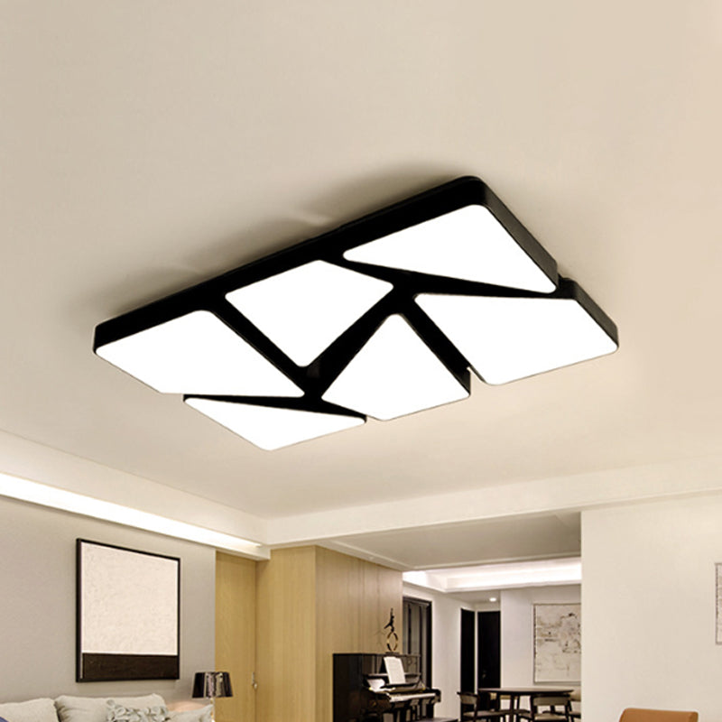 Contemporary 25.5"/37.5" W LED Flush Mount Lighting with Acrylic Shade Black/White Square/Rectangular Ceiling Light, Warm/White Light Clearhalo 'Ceiling Lights' 'Close To Ceiling Lights' 'Close to ceiling' 'Flush mount' Lighting' 241377