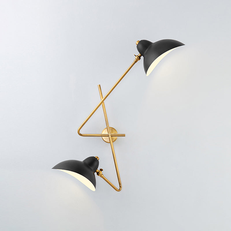 Metal Duckbill Wall Sconce Lamp Modernism Style 2 Lights Wall Light Fixture in Black for Living Room Clearhalo 'Cast Iron' 'Glass' 'Industrial' 'Modern wall lights' 'Modern' 'Tiffany' 'Traditional wall lights' 'Wall Lamps & Sconces' 'Wall Lights' Lighting' 241381