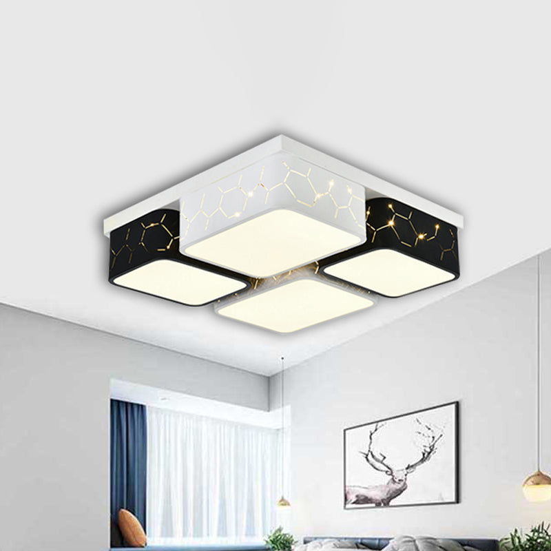 Square Bedroom Flush Ceiling Light Acrylic Warm/White Lighting LED Contemporary Ceiling Mount Fixture in Black Clearhalo 'Ceiling Lights' 'Close To Ceiling Lights' 'Close to ceiling' 'Flush mount' Lighting' 241383