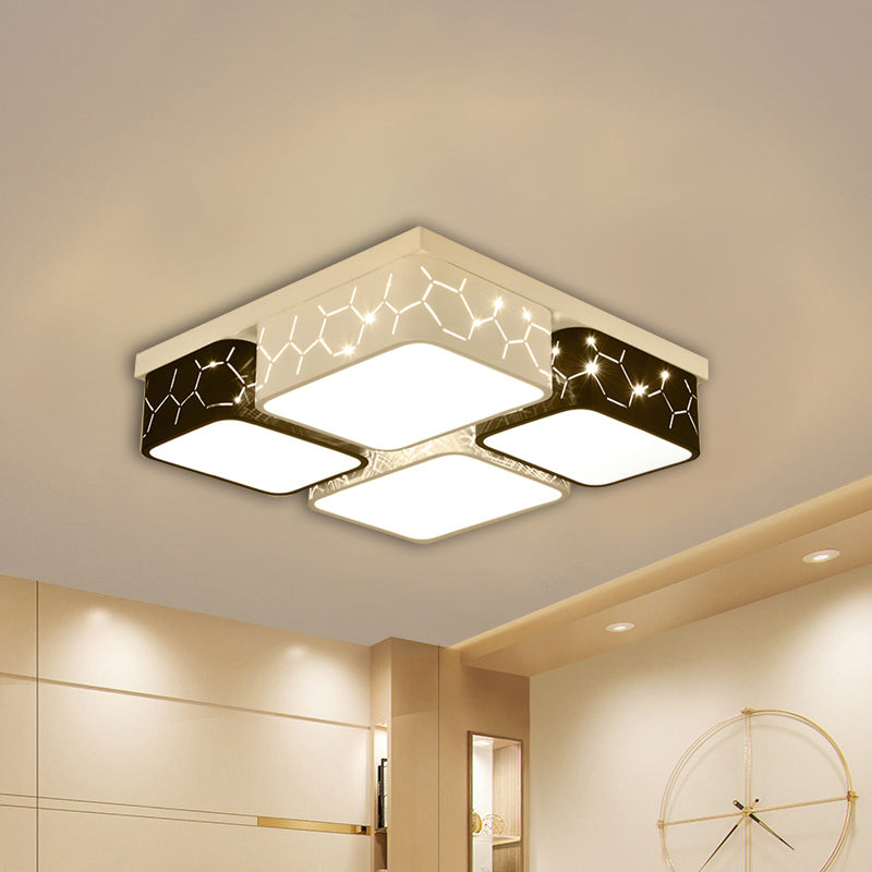 Square Bedroom Flush Ceiling Light Acrylic Warm/White Lighting LED Contemporary Ceiling Mount Fixture in Black Clearhalo 'Ceiling Lights' 'Close To Ceiling Lights' 'Close to ceiling' 'Flush mount' Lighting' 241385