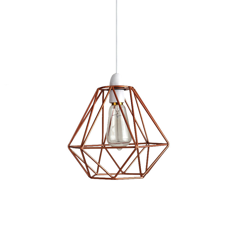 1 Head Wire Frame Hanging Pendant Light Industrial Loft Yellow/White Metal Pendant Lamp for Living Room Clearhalo 'Ceiling Lights' 'Modern Pendants' 'Modern' 'Pendant Lights' 'Pendants' Lighting' 241389