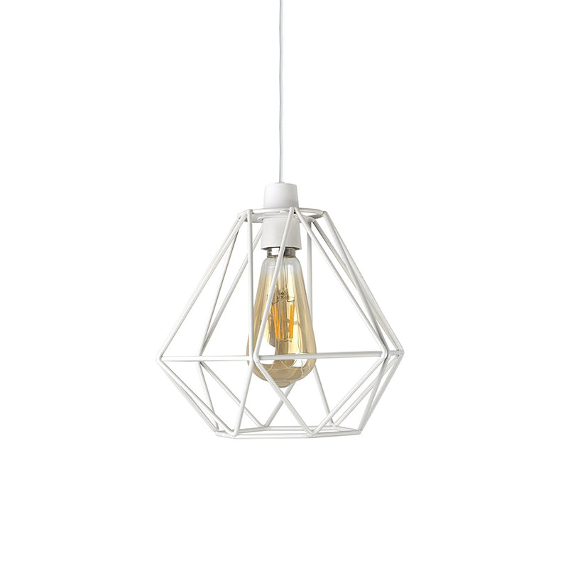 1 Head Wire Frame Hanging Pendant Light Industrial Loft Yellow/White Metal Pendant Lamp for Living Room White Clearhalo 'Ceiling Lights' 'Modern Pendants' 'Modern' 'Pendant Lights' 'Pendants' Lighting' 241396