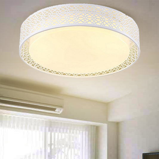 Acrylic Hollow Round Ceiling Light Modern Style LED Flush Ceiling Lamp in White for Adult Bedroom White Clearhalo 'Ceiling Lights' 'Close To Ceiling Lights' 'Close to ceiling' Lighting' 241414