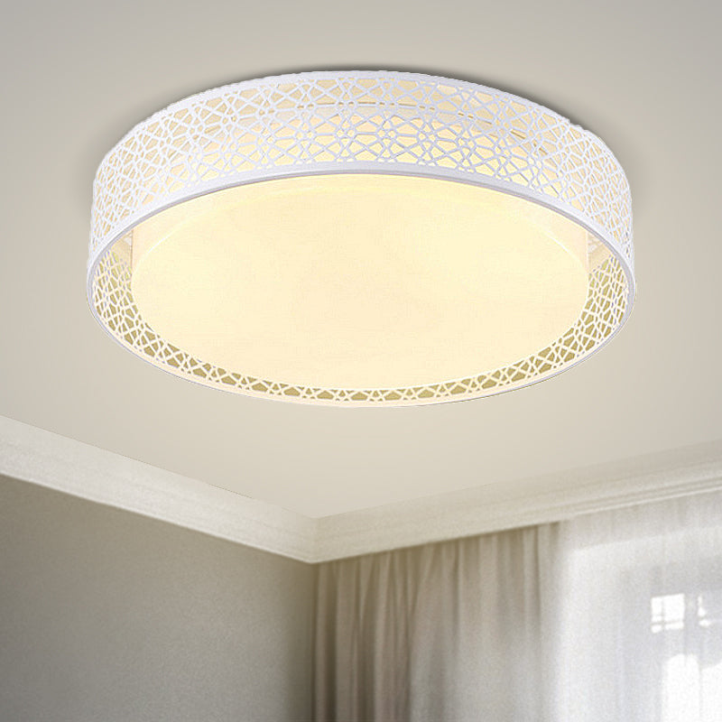 Acrylic Hollow Round Ceiling Light Modern Style LED Flush Ceiling Lamp in White for Adult Bedroom Clearhalo 'Ceiling Lights' 'Close To Ceiling Lights' 'Close to ceiling' Lighting' 241415