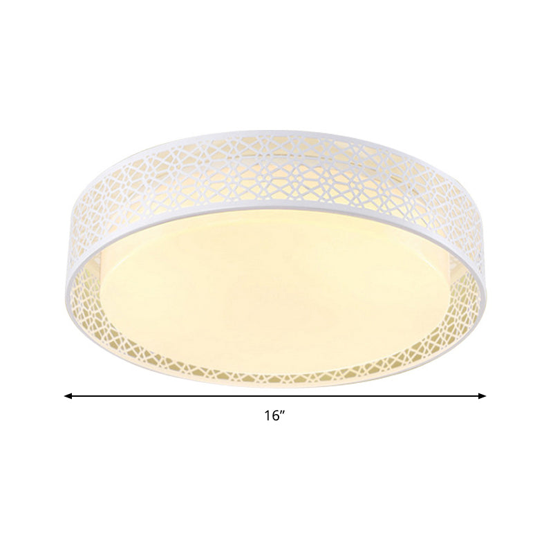 Acrylic Hollow Round Ceiling Light Modern Style LED Flush Ceiling Lamp in White for Adult Bedroom Clearhalo 'Ceiling Lights' 'Close To Ceiling Lights' 'Close to ceiling' Lighting' 241417