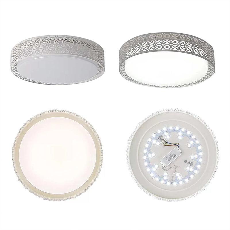 Acrylic Hollow Round Ceiling Light Modern Style LED Flush Ceiling Lamp in White for Adult Bedroom Clearhalo 'Ceiling Lights' 'Close To Ceiling Lights' 'Close to ceiling' Lighting' 241419