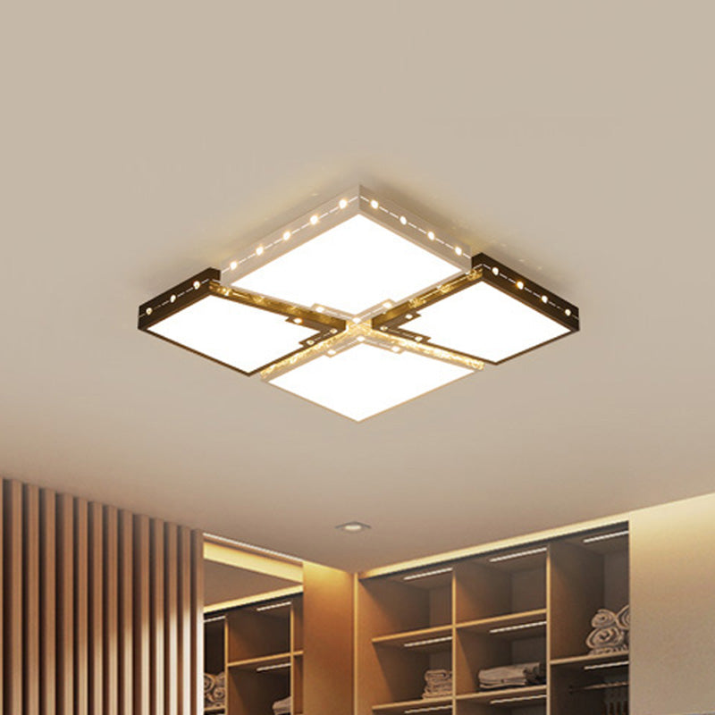 LED Bedroom Ceiling Mounted Light with Square Acrylic Shade Black Flush Mount Lighting in Warm/White Light, 19.5"/23.5" Width Clearhalo 'Ceiling Lights' 'Close To Ceiling Lights' 'Close to ceiling' 'Flush mount' Lighting' 241427