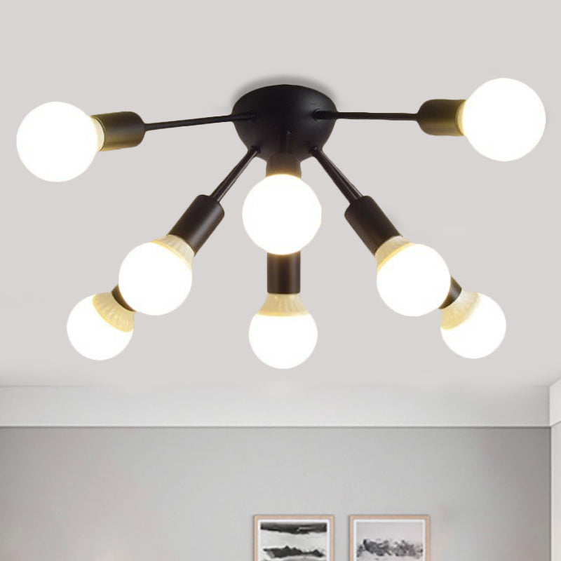 Metal Sputnik Semi Flush Mount Modern 8/12 Lights White/Black/Gold Semi Flush Ceiling Light for Living Room Clearhalo 'Ceiling Lights' 'Close To Ceiling Lights' 'Close to ceiling' 'Semi-flushmount' Lighting' 241470