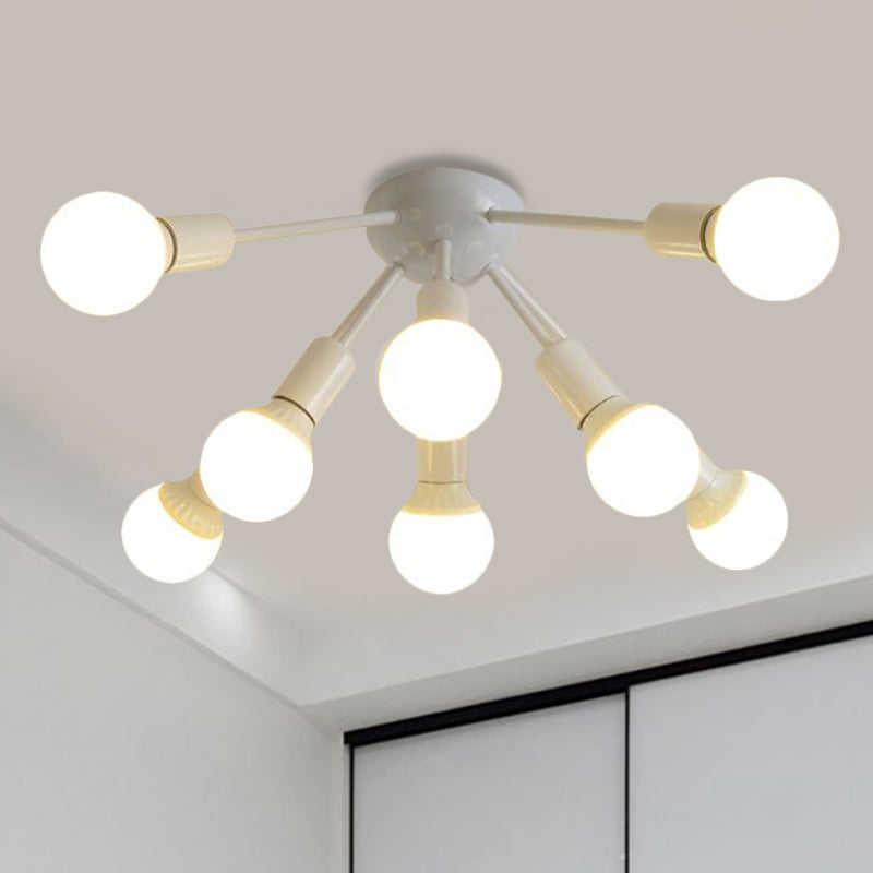 Metal Sputnik Semi Flush Mount Modern 8/12 Lights White/Black/Gold Semi Flush Ceiling Light for Living Room Clearhalo 'Ceiling Lights' 'Close To Ceiling Lights' 'Close to ceiling' 'Semi-flushmount' Lighting' 241472