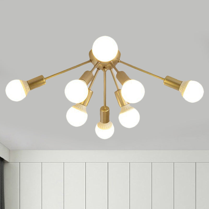 Metal Sputnik Semi Flush Mount Modern 8/12 Lights White/Black/Gold Semi Flush Ceiling Light for Living Room Clearhalo 'Ceiling Lights' 'Close To Ceiling Lights' 'Close to ceiling' 'Semi-flushmount' Lighting' 241473