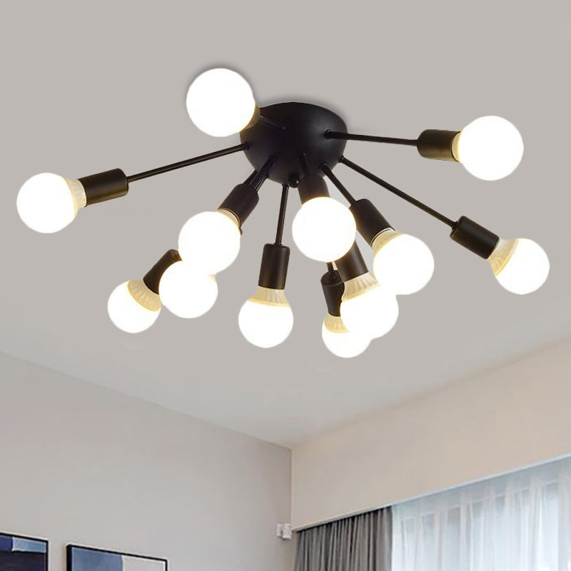 Metal Sputnik Semi Flush Mount Modern 8/12 Lights White/Black/Gold Semi Flush Ceiling Light for Living Room Clearhalo 'Ceiling Lights' 'Close To Ceiling Lights' 'Close to ceiling' 'Semi-flushmount' Lighting' 241476