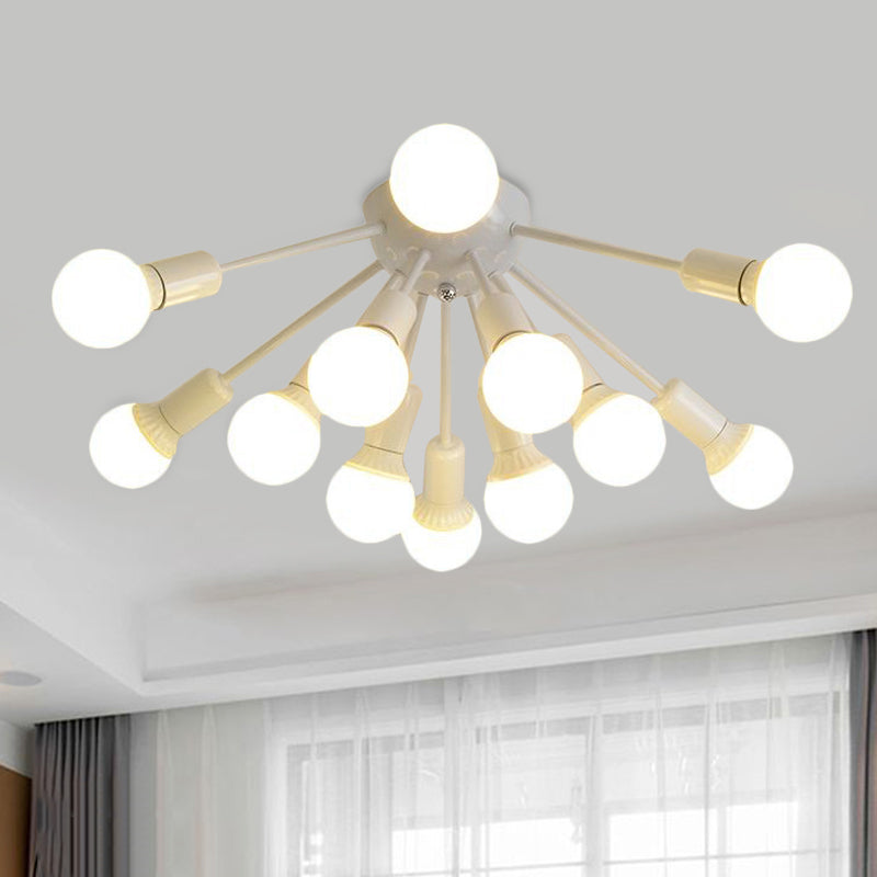 Metal Sputnik Semi Flush Mount Modern 8/12 Lights White/Black/Gold Semi Flush Ceiling Light for Living Room Clearhalo 'Ceiling Lights' 'Close To Ceiling Lights' 'Close to ceiling' 'Semi-flushmount' Lighting' 241478