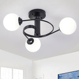 Spiral Metal Semi Flush Lamp Modern 3/5 Lights Black/Gold Semi Flush Ceiling Light for Living Room 3 Black Clearhalo 'Ceiling Lights' 'Close To Ceiling Lights' 'Close to ceiling' 'Semi-flushmount' Lighting' 241496