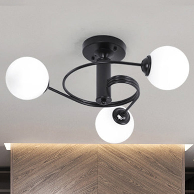 Spiral Metal Semi Flush Lamp Modern 3/5 Lights Black/Gold Semi Flush Ceiling Light for Living Room Clearhalo 'Ceiling Lights' 'Close To Ceiling Lights' 'Close to ceiling' 'Semi-flushmount' Lighting' 241497