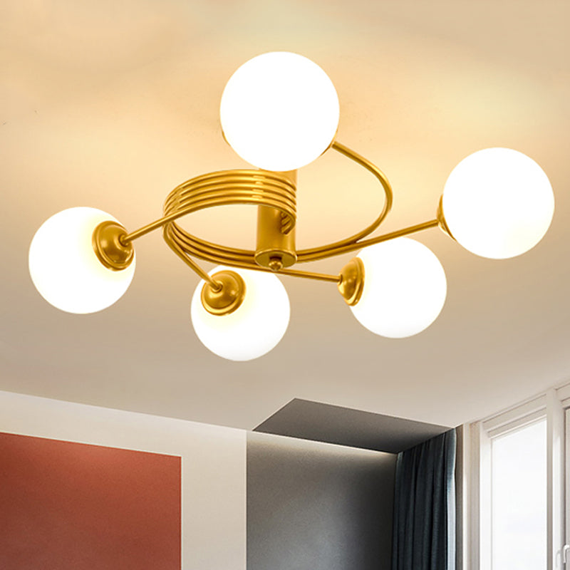 Spiral Metal Semi Flush Lamp Modern 3/5 Lights Black/Gold Semi Flush Ceiling Light for Living Room Clearhalo 'Ceiling Lights' 'Close To Ceiling Lights' 'Close to ceiling' 'Semi-flushmount' Lighting' 241503