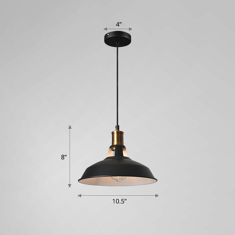 Single Ceiling Light Pot Cover Iron Hanging Pendant Lighting Fixture for Restaurant Black Outer & White Inner 10.5" Clearhalo 'Ceiling Lights' 'Pendant Lights' 'Pendants' Lighting' options 2415106_c051b459-1467-4a7e-ab6f-98b73ca82ba1