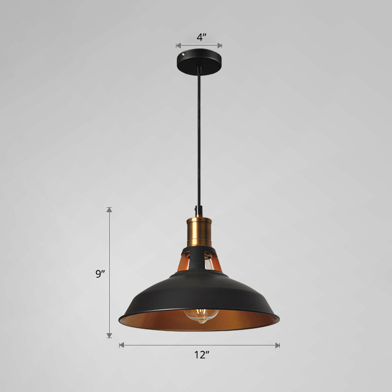 Single Ceiling Light Pot Cover Iron Hanging Pendant Lighting Fixture for Restaurant Gold-Black 12" Clearhalo 'Ceiling Lights' 'Pendant Lights' 'Pendants' Lighting' options 2415108_1bcccfb1-5f06-4e65-a7b8-5feb5bbaa95f