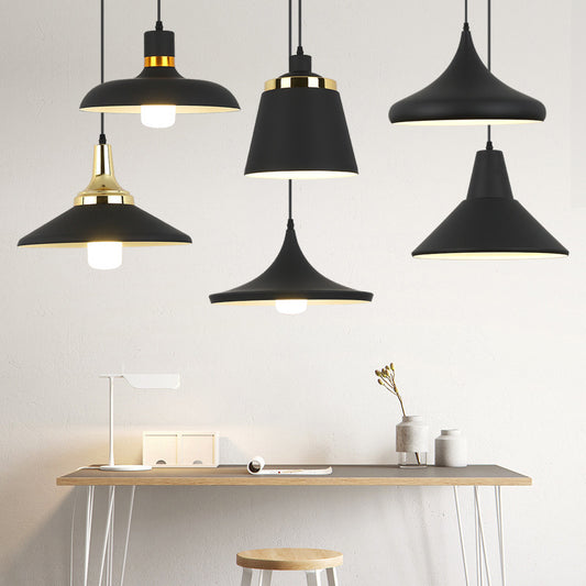 Nordic Style Shaded Pendant Light 1-Light Metallic Suspension Light Fixture in Black Clearhalo 'Art Deco Pendants' 'Black' 'Cast Iron' 'Ceiling Lights' 'Ceramic' 'Crystal' 'Industrial Pendants' 'Industrial' 'Metal' 'Middle Century Pendants' 'Pendant Lights' 'Pendants' 'Rustic Pendants' 'Tiffany' Lighting' 2415111