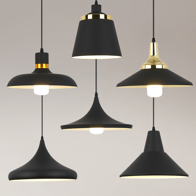 Nordic Style Shaded Pendant Light 1-Light Metallic Suspension Light Fixture in Black Clearhalo 'Art Deco Pendants' 'Black' 'Cast Iron' 'Ceiling Lights' 'Ceramic' 'Crystal' 'Industrial Pendants' 'Industrial' 'Metal' 'Middle Century Pendants' 'Pendant Lights' 'Pendants' 'Rustic Pendants' 'Tiffany' Lighting' 2415118