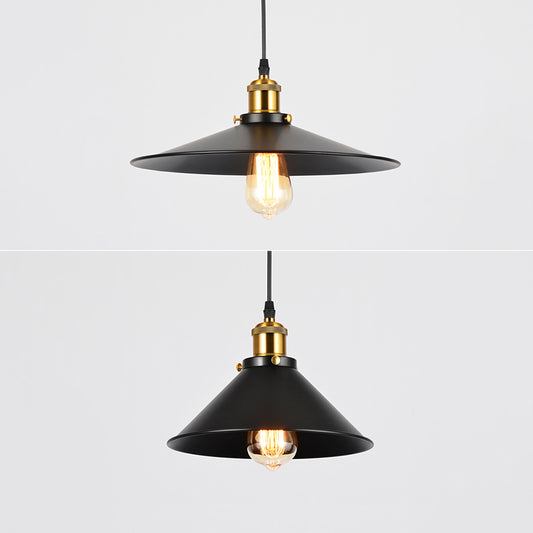 Conical Shade Iron Suspension Light Industrial Single-Bulb Restaurant Pendant Light in Black Clearhalo 'Art Deco Pendants' 'Black' 'Cast Iron' 'Ceiling Lights' 'Ceramic' 'Crystal' 'Industrial Pendants' 'Industrial' 'Metal' 'Middle Century Pendants' 'Pendant Lights' 'Pendants' 'Rustic Pendants' 'Tiffany' Lighting' 2415129